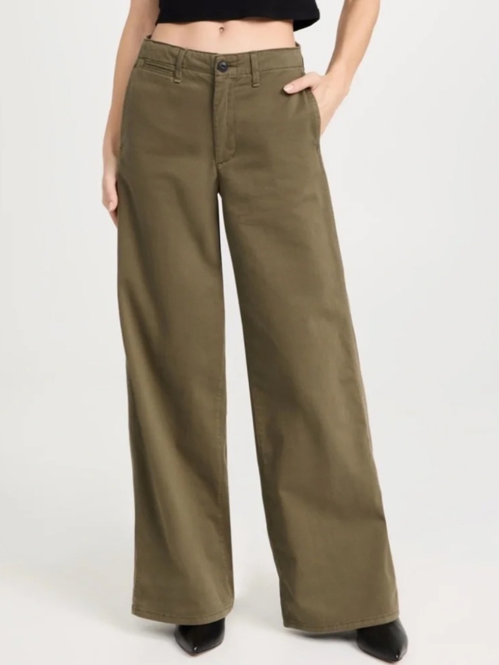 Rag & Bone Sofie Wide Leg Chino Pants in Olive sz 10